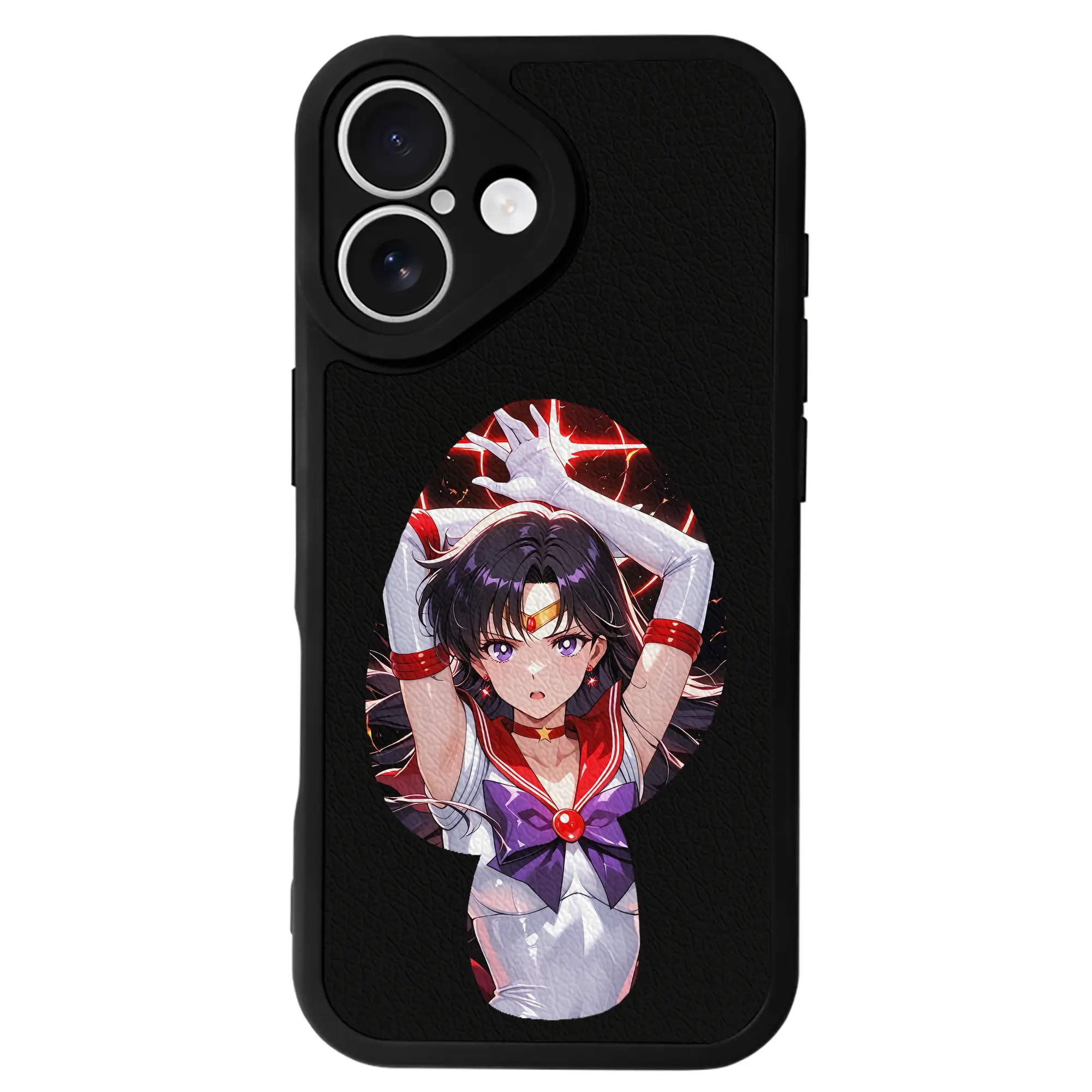 美少女戦士セーラームーン グッズ 火野 レイ - IPhone 16シリーズ対応 ・ シリコンスマホケース ・ レザー調 ・ 高精度フィット ・ 耐衝撃 ・ ワイヤレス充電対応 ・ 精密カット